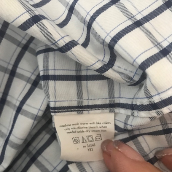 Michael Kors Men’s Dress Shirt 14 1/2 Small Window Check White /Navy /Blue - Picture 6 of 8